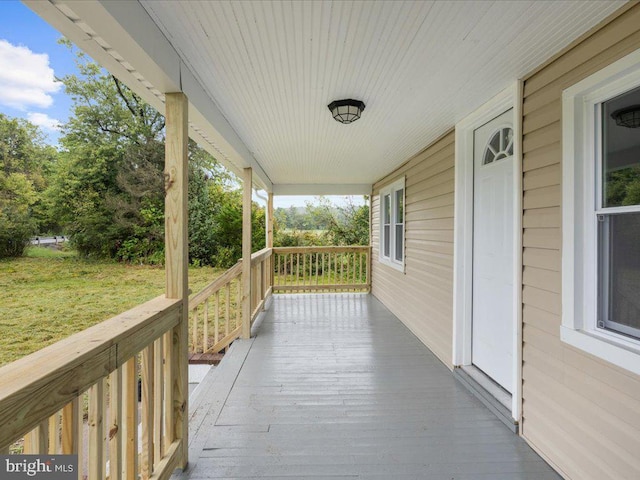 deck featuring a porch