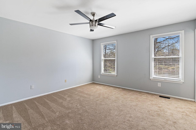 1762 Red Oak Ln, Waldorf, MD 20601 - carpeted spare room featuring visible vents, baseboards, and ceiling fan