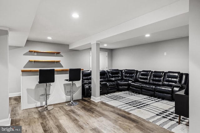 living room with hardwood / wood-style flooring