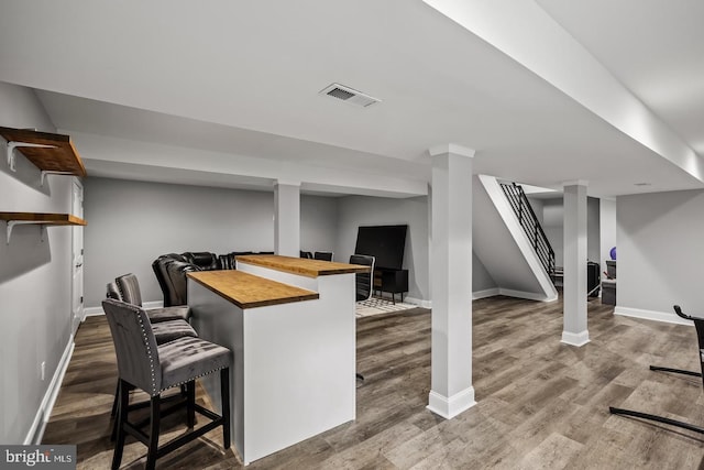 interior space with hardwood / wood-style floors