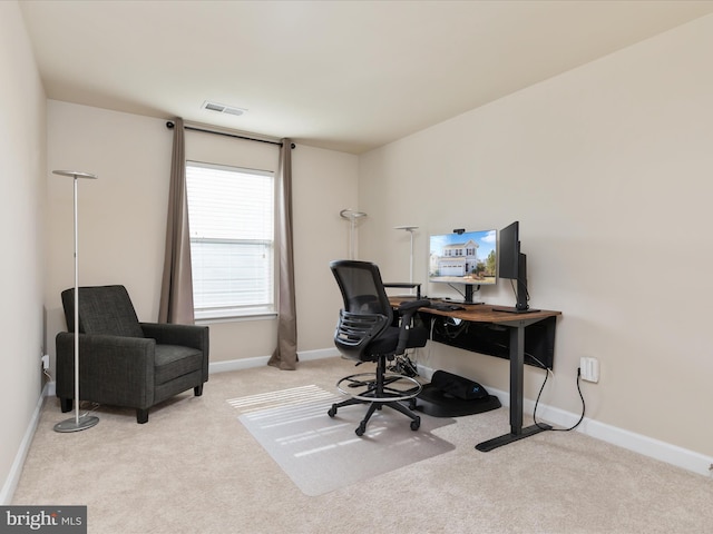 office space with light carpet