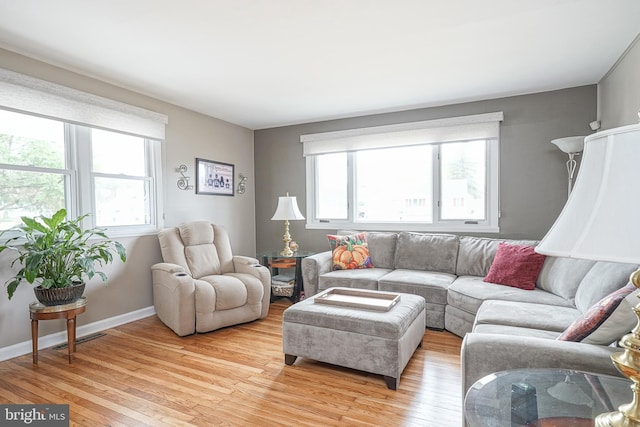 living room featuring light hardwood / wood-style flooring