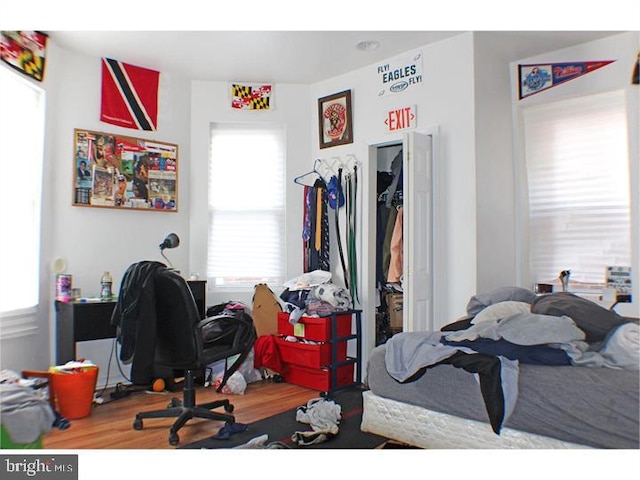 bedroom featuring hardwood / wood-style floors