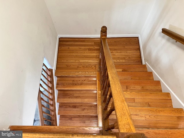 stairs with wood-type flooring