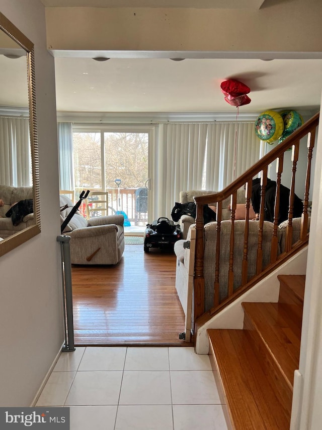 interior space with tile patterned floors