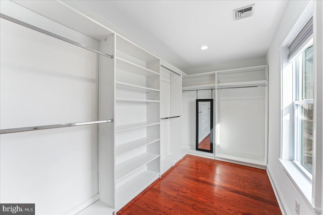 spacious closet featuring hardwood / wood-style flooring