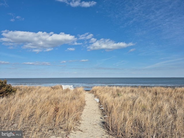 view of water feature featuring a view of the beach