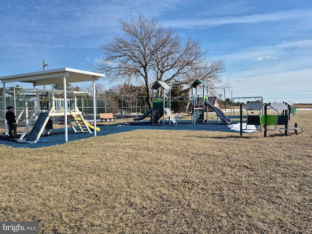 view of playground with a yard