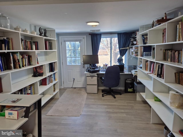 office featuring light hardwood / wood-style flooring