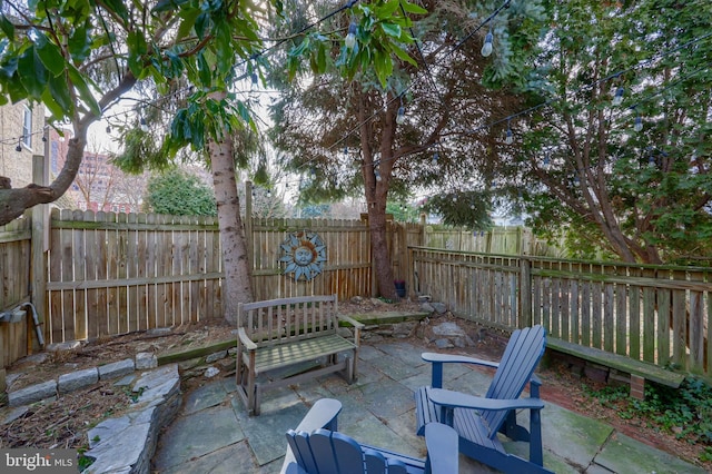 view of patio featuring a fenced backyard