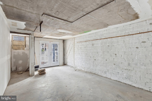 basement with french doors