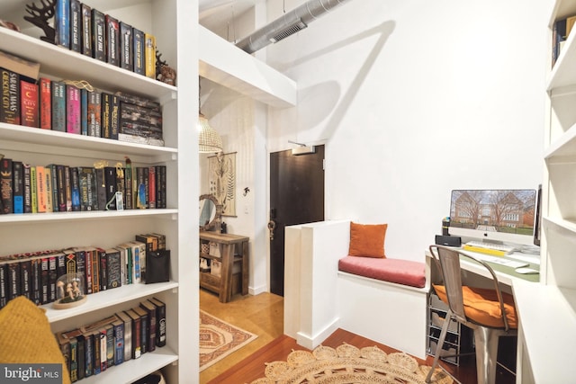 office area featuring light hardwood / wood-style flooring