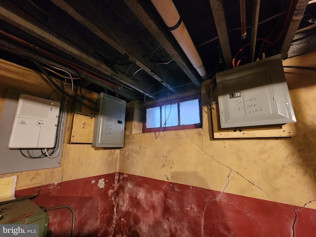 basement featuring electric panel