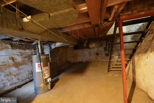 basement with water heater