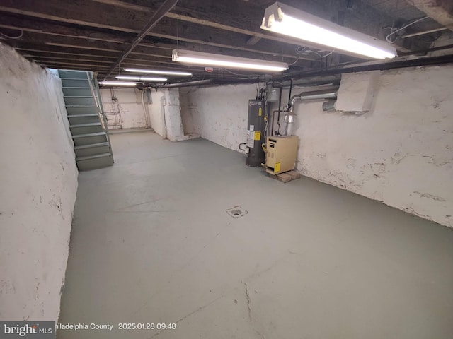 basement featuring water heater