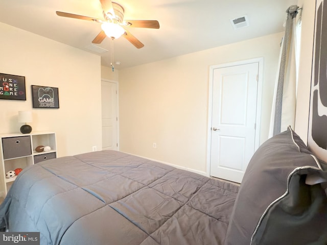 bedroom featuring ceiling fan