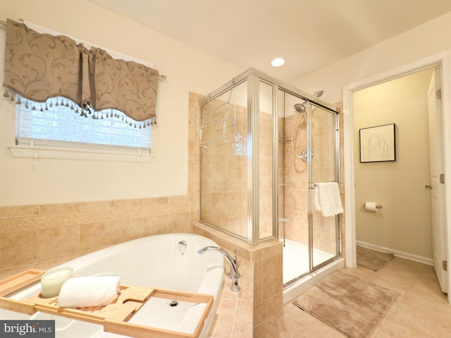 bathroom with plus walk in shower