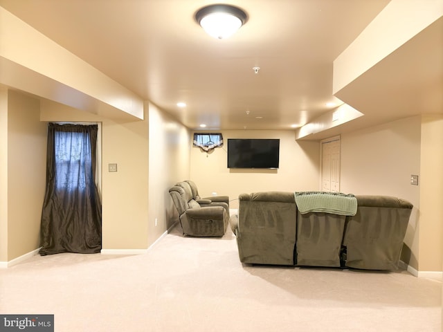 cinema room featuring carpet