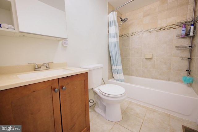6406 Holyoke Dr, Annandale, VA 22003 - bathroom with tile patterned flooring, visible vents, vanity, toilet, and shower / bath combo