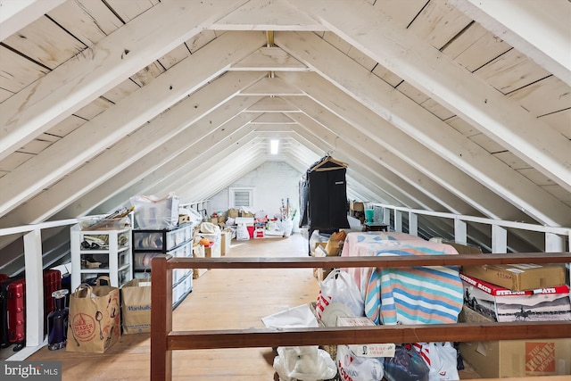 view of unfinished attic