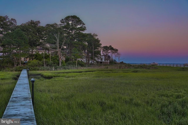 view of yard at dusk