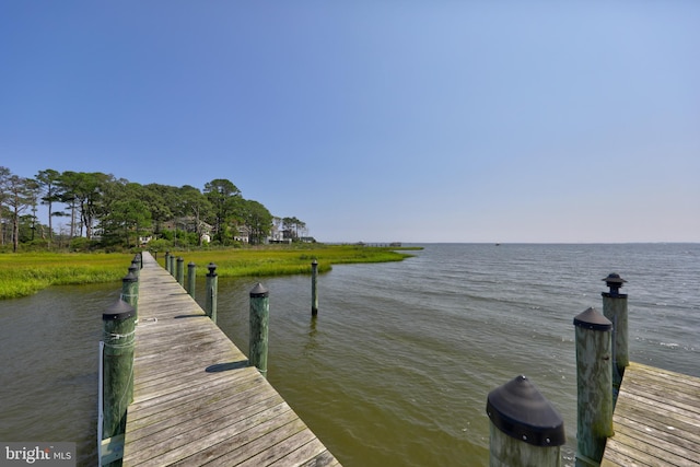 view of dock featuring a water view