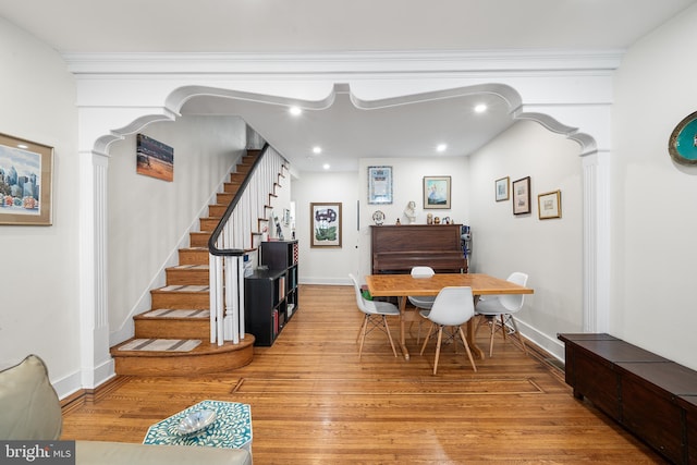 dining area featuring wood-type flooring