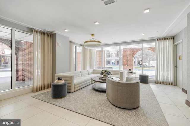 view of tiled living room