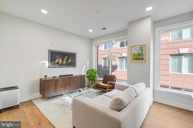 living room featuring light hardwood / wood-style floors