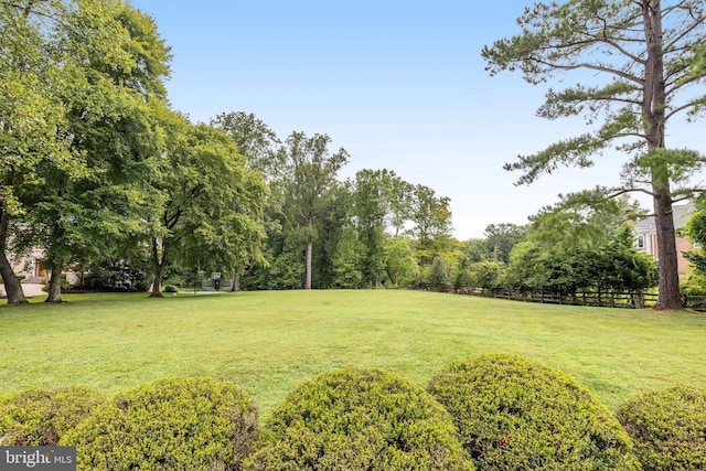 view of yard featuring fence