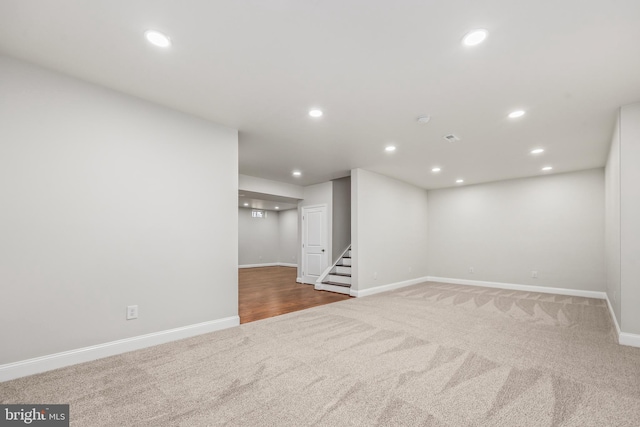 basement featuring carpet floors