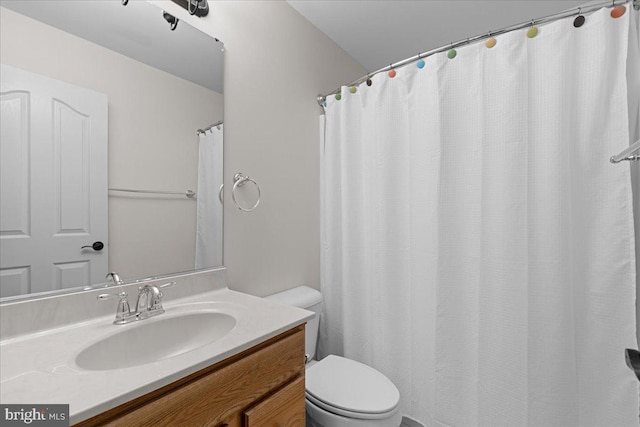 full bathroom featuring vanity and toilet