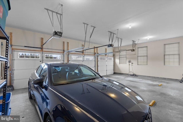 garage with a garage door opener