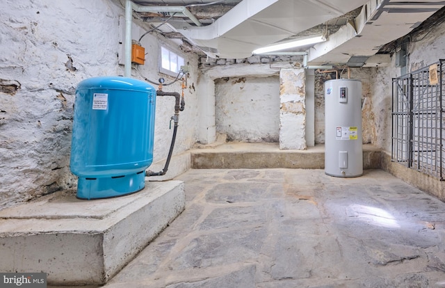 basement with electric water heater