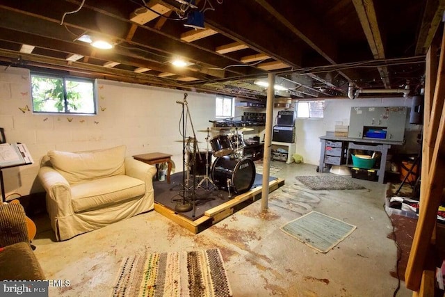 basement with plenty of natural light