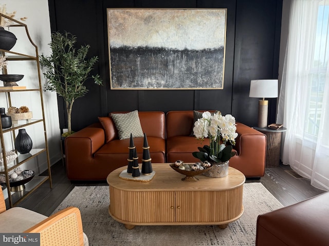 living room featuring wood-type flooring