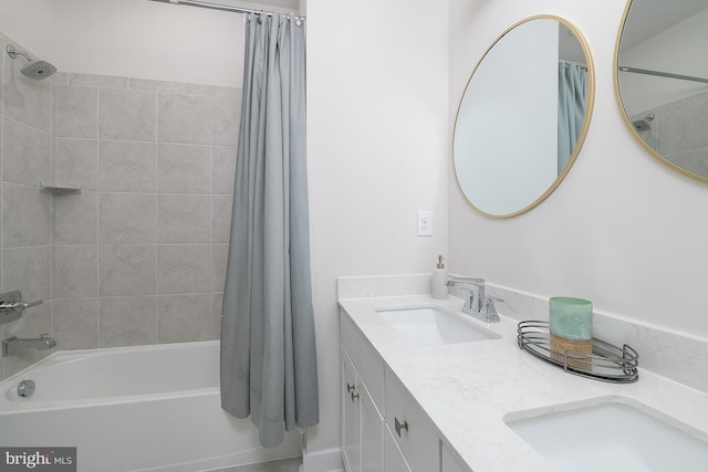 bathroom featuring vanity and shower / bath combo