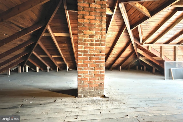 view of unfinished attic