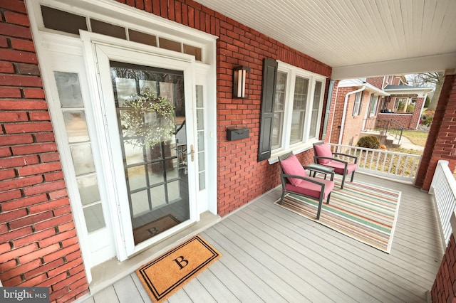 deck featuring a porch