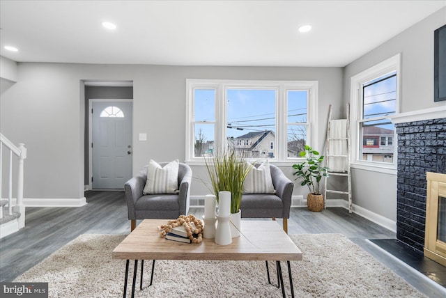 living room featuring dark hardwood / wood-style floors