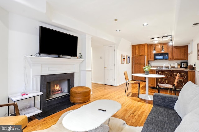 living room featuring light hardwood / wood-style floors