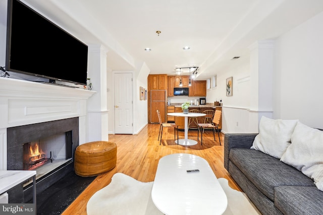 living room featuring light hardwood / wood-style flooring