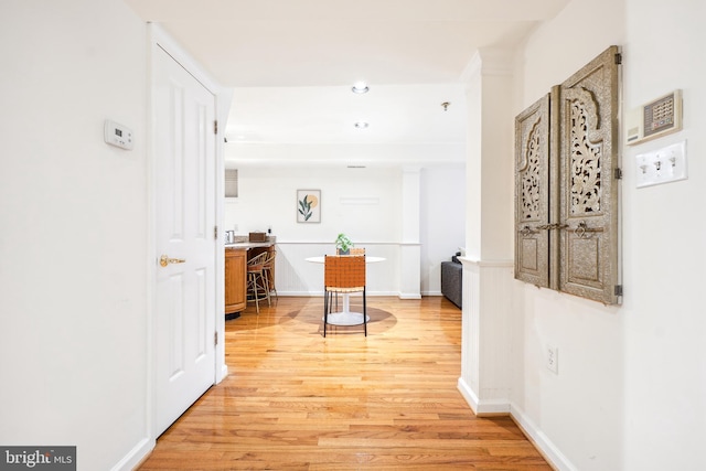 hall featuring light hardwood / wood-style flooring