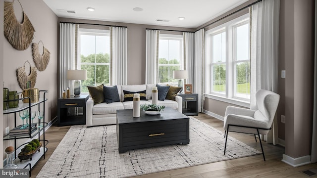 interior space with hardwood / wood-style floors and a wealth of natural light