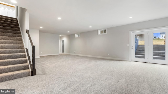 basement featuring carpet floors