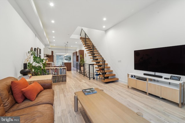 living room featuring light hardwood / wood-style floors