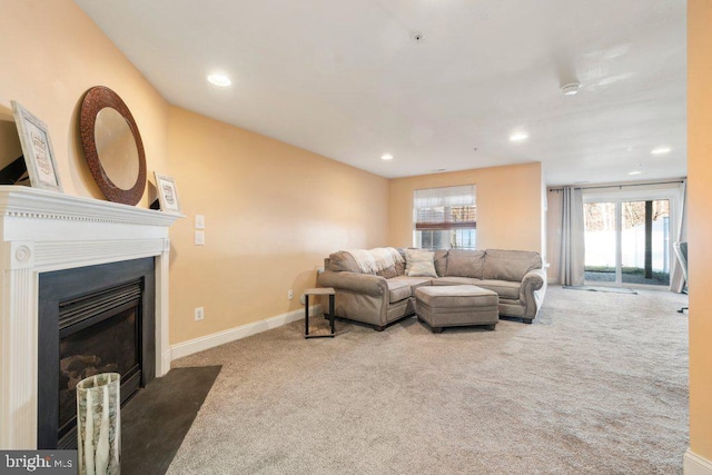 living room featuring carpet flooring