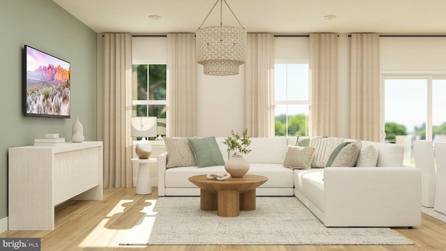 sitting room with light wood-type flooring