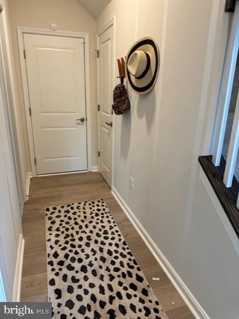 doorway to outside featuring hardwood / wood-style floors