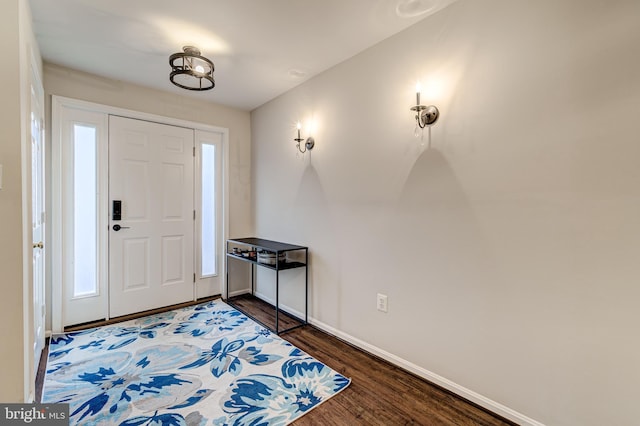 entrance foyer featuring dark wood-type flooring